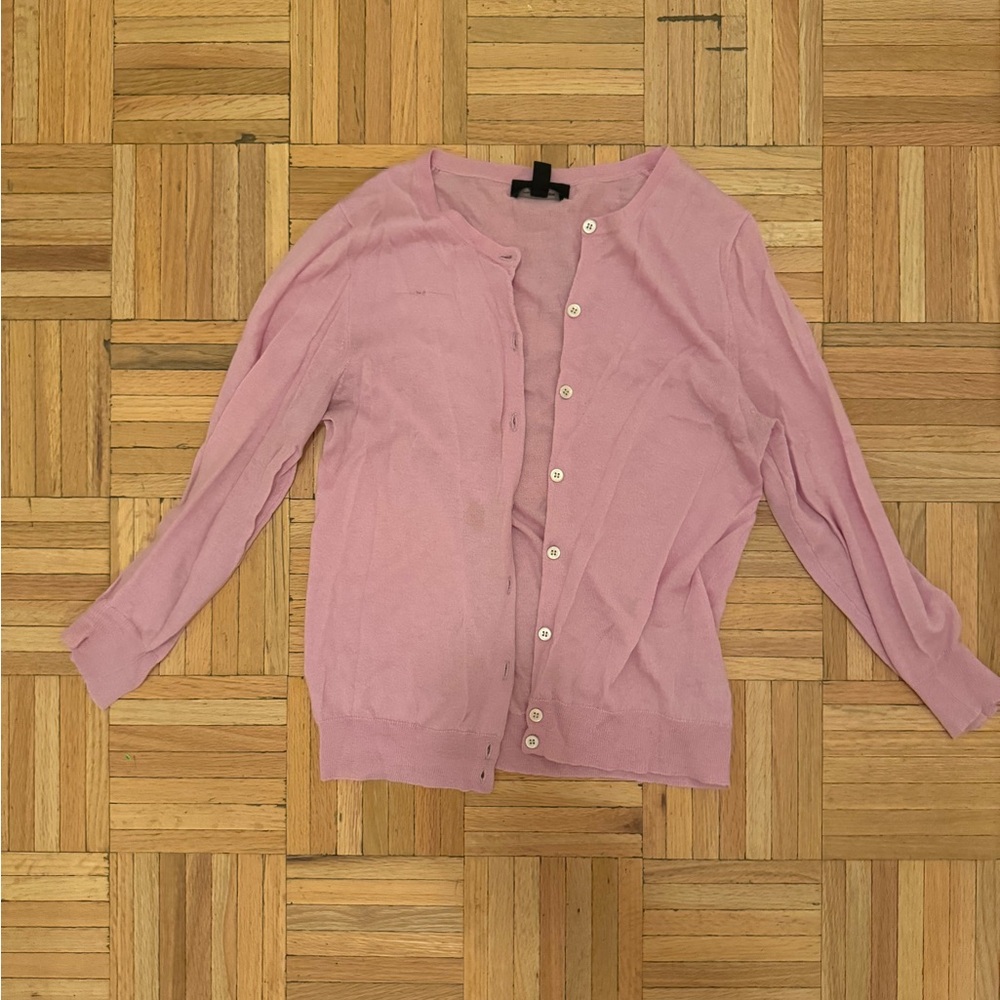 J. Crew Pink Lightweight Button Cardigan